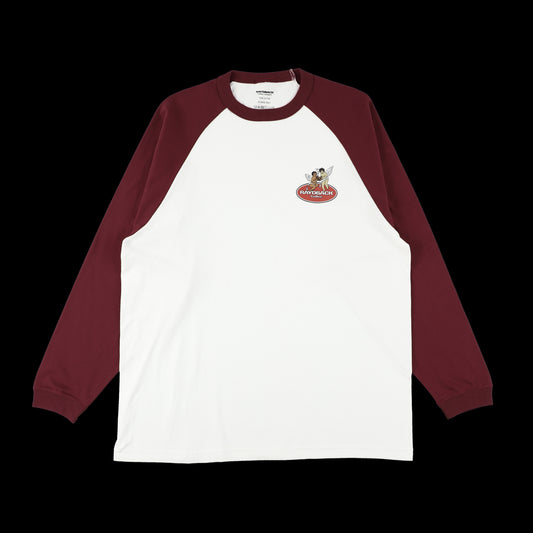 -RAYDBACK COFFEE COMPANY STAFF RAGLAN TEE- (Burgundy)